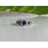 925 Sterling Silver Sapphire & White Beryl/goshenite Ring Size 8