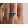 925 Sterling Silver Sapphire & White Beryl/goshenite Ring Size 8