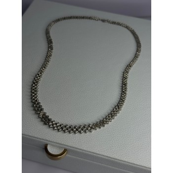 Beautiful Elegant 925 Sterling Silver Diamond Necklace Length 18 Inch