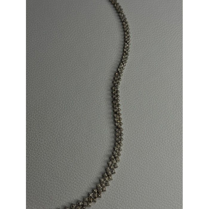 Beautiful Elegant 925 Sterling Silver Diamond Necklace Length 18 Inch