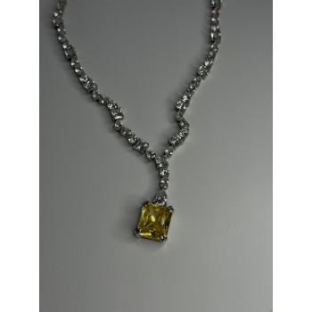 Beautiful 925 Sterling Silver Citrine & Beryl Necklace Length 18 Inch
