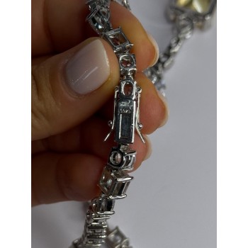 Beautiful 925 Sterling Silver Citrine & Beryl Necklace Length 18 Inch