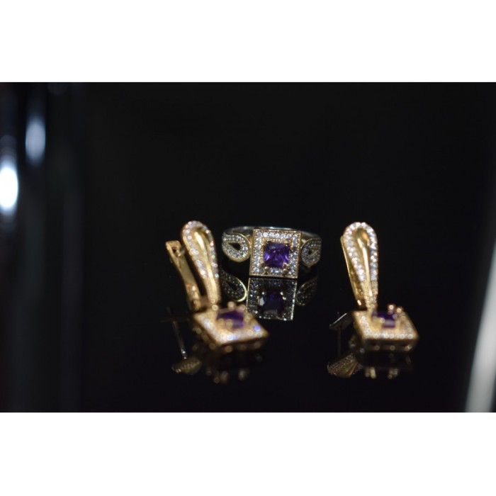 925 Sterling Silver Tanzanite & CZ Jewelry Set Turkey