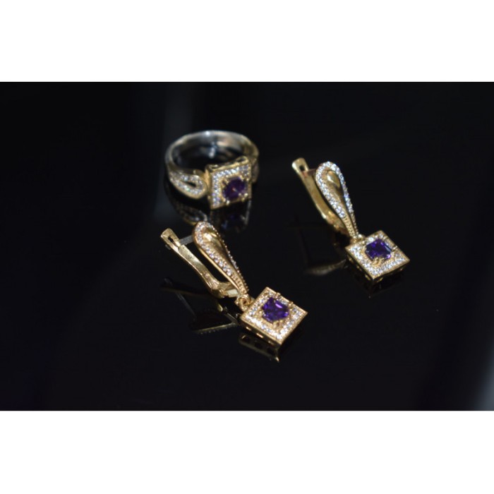 925 Sterling Silver Tanzanite & CZ Jewelry Set Turkey