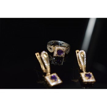 925 Sterling Silver Tanzanite & CZ Jewelry Set Turkey