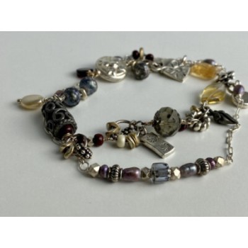 925 STERLING SILVER JEWELRY GLASS DOUBLE BRACELET