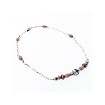 925 STERLING SILVER JEWELRY GLASS DOUBLE BRACELET