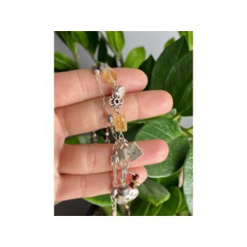 925 STERLING SILVER JEWELRY GLASS DOUBLE BRACELET