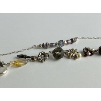 925 STERLING SILVER JEWELRY GLASS DOUBLE BRACELET