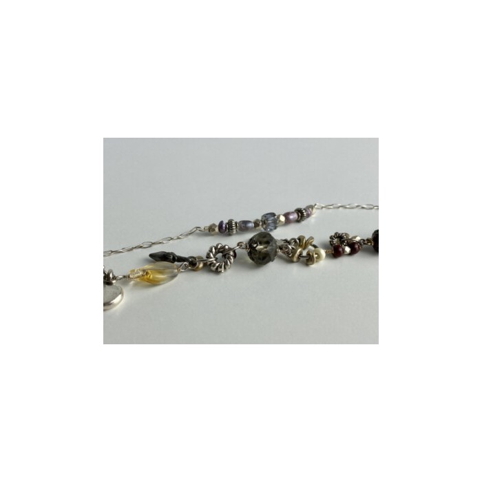 925 STERLING SILVER JEWELRY GLASS DOUBLE BRACELET