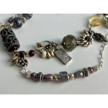 925 STERLING SILVER JEWELRY GLASS DOUBLE BRACELET