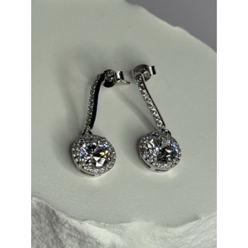 925 Sterling Silver Dream CZ Earrings Length 1.05 Inch