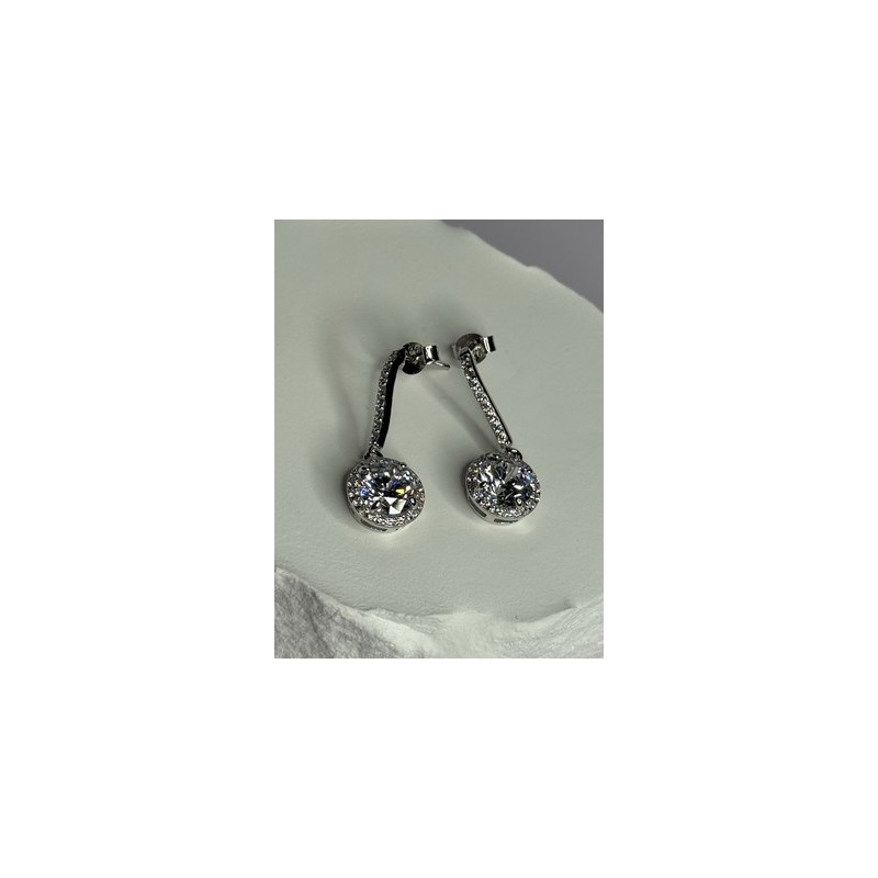 925 Sterling Silver Dream CZ Earrings Length 1.05 Inch