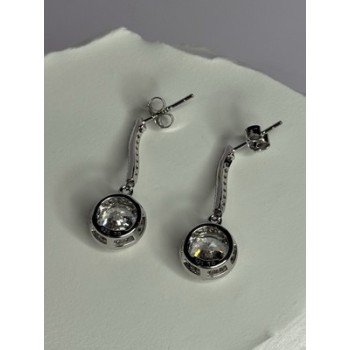 925 Sterling Silver Dream CZ Earrings Length 1.05 Inch