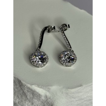 925 Sterling Silver Dream CZ Earrings Length 1.05 Inch