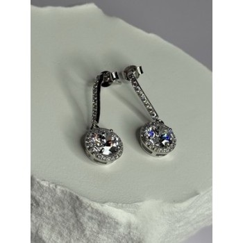 925 Sterling Silver Dream CZ Earrings Length 1.05 Inch