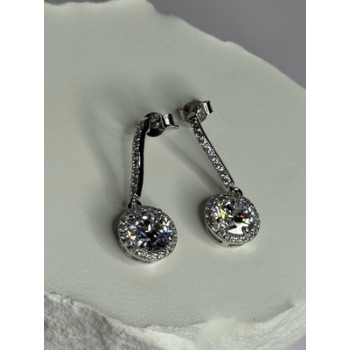925 Sterling Silver Dream CZ Earrings Length 1.05 Inch