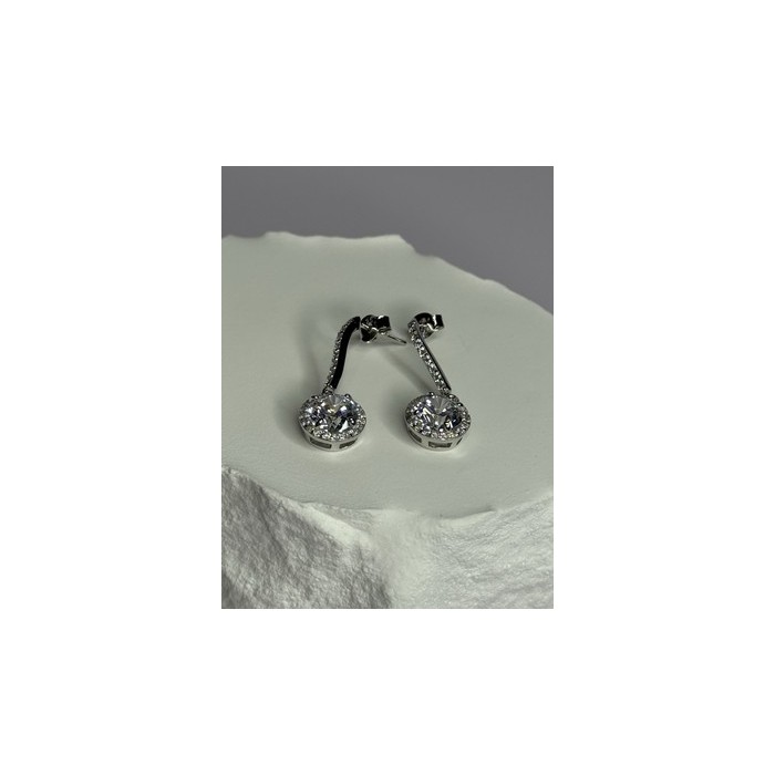 925 Sterling Silver Dream CZ Earrings Length 1.05 Inch