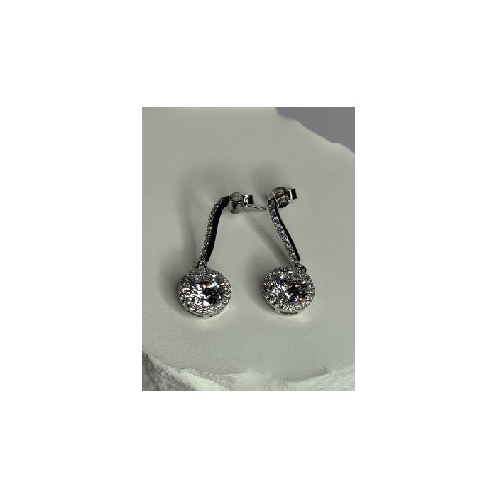 925 Sterling Silver Dream CZ Earrings Length 1.05 Inch
