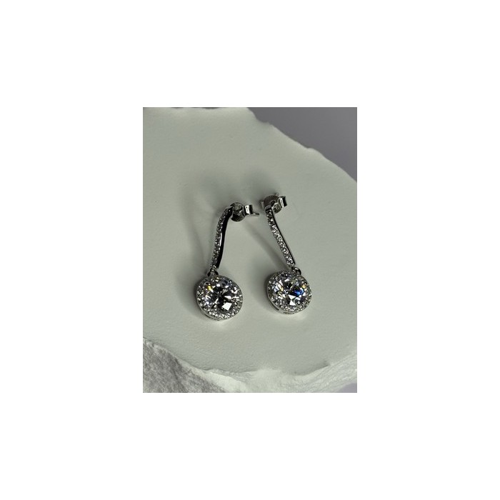 925 Sterling Silver Dream CZ Earrings Length 1.05 Inch