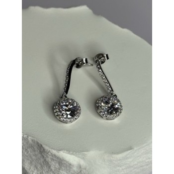 925 Sterling Silver Dream CZ Earrings Length 1.05 Inch