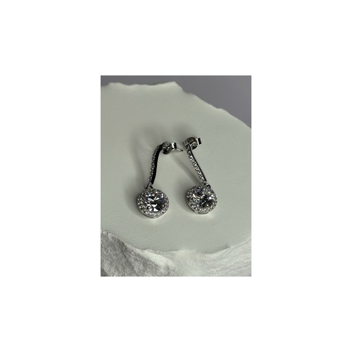 925 Sterling Silver Dream CZ Earrings Length 1.05 Inch