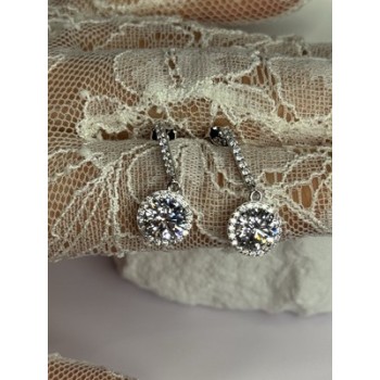 925 Sterling Silver Dream CZ Earrings Length 1.05 Inch