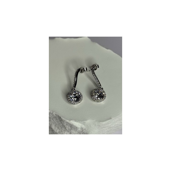 925 Sterling Silver Dream CZ Earrings Length 1.05 Inch