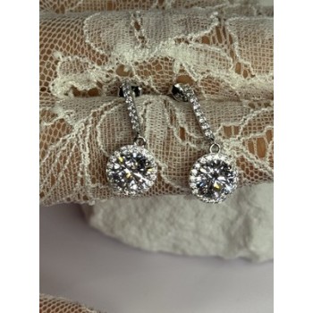 925 Sterling Silver Dream CZ Earrings Length 1.05 Inch