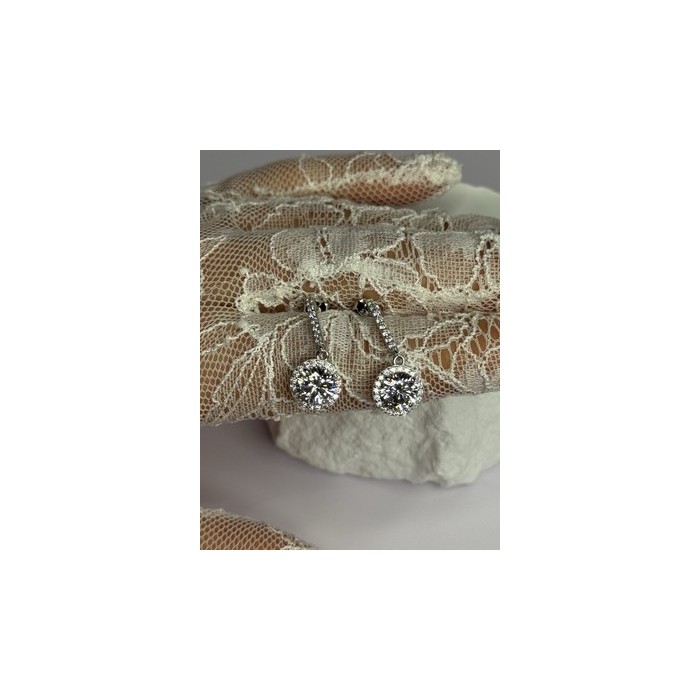 925 Sterling Silver Dream CZ Earrings Length 1.05 Inch