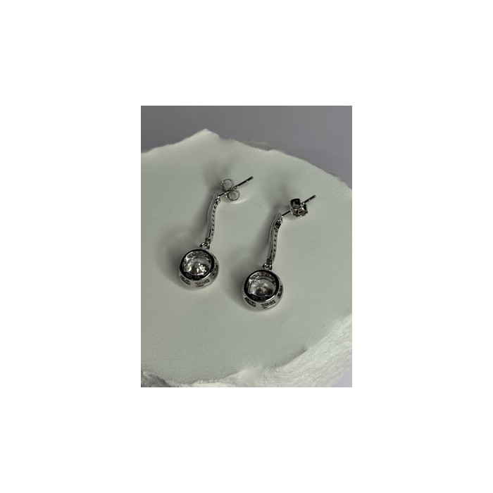 925 Sterling Silver Dream CZ Earrings Length 1.05 Inch