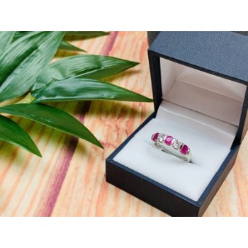 925 Sterling Silver Pink & White/colorless Topazes Ring Size 6.5