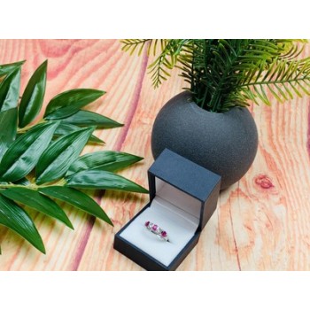 925 Sterling Silver Pink & White/colorless Topazes Ring Size 6.5