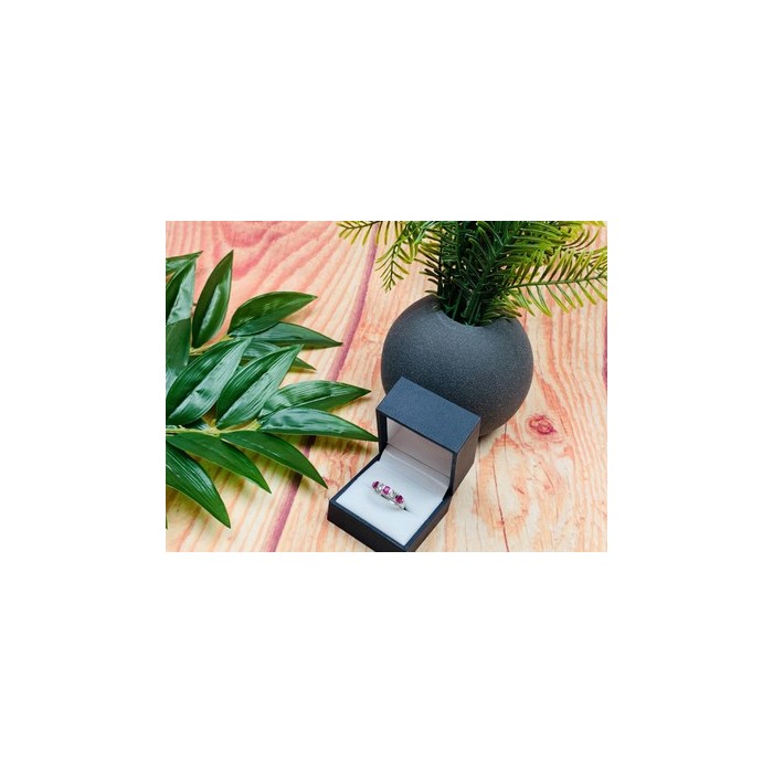 925 Sterling Silver Pink & White/colorless Topazes Ring Size 6.5