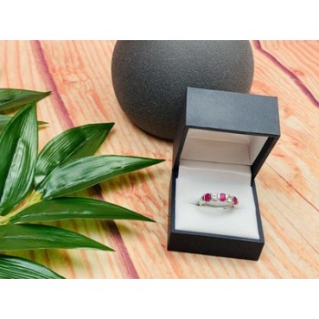 925 Sterling Silver Pink & White/colorless Topazes Ring Size 6.5