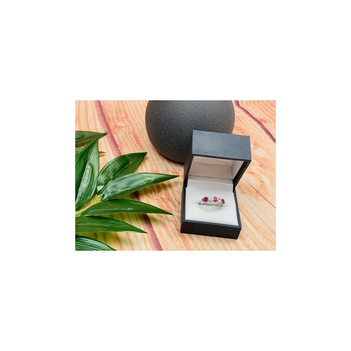 925 Sterling Silver Pink & White/colorless Topazes Ring Size 6.5