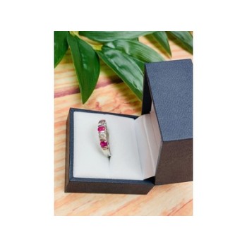 925 Sterling Silver Pink & White/colorless Topazes Ring Size 6.5