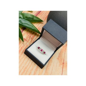 925 Sterling Silver Pink & White/colorless Topazes Ring Size 6.5