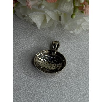 Elegant 925 Sterling Silver Citrine & Marcasite Pendant Length 1.10 Inch