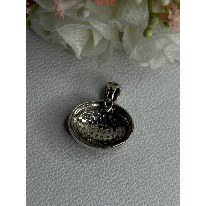 Elegant 925 Sterling Silver Citrine & Marcasite Pendant Length 1.10 Inch