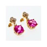 925 STERLING SILVER GOLD PLATED PINK TOPAZ & CZ STUD EARRINGS