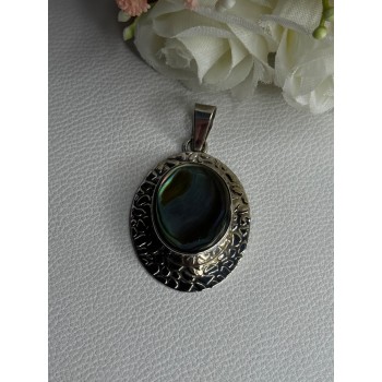 Vintage 925 Sterling Silver Abalone Pendant Length 2.10 Inch
