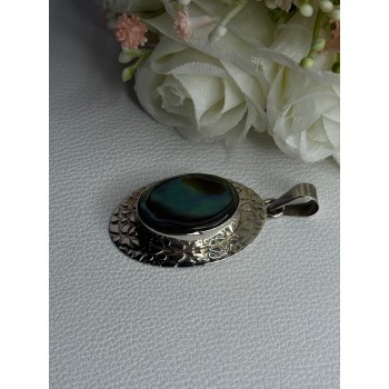 Vintage 925 Sterling Silver Abalone Pendant Length 2.10 Inch