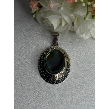 Vintage 925 Sterling Silver Abalone Pendant Length 2.10 Inch