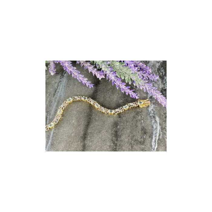 925 STERLING SILVER GOLD PLATED BLUE SPINEL BRACELET