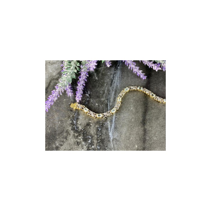 925 STERLING SILVER GOLD PLATED BLUE SPINEL BRACELET