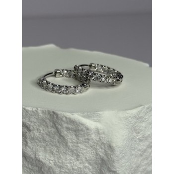 925 Sterling Silver CZ Earrings Length 0.7 Inch