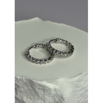 925 Sterling Silver CZ Earrings Length 0.7 Inch