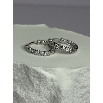 925 Sterling Silver CZ Earrings Length 0.7 Inch