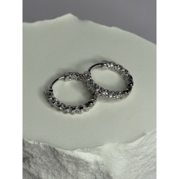 925 Sterling Silver CZ Earrings Length 0.7 Inch